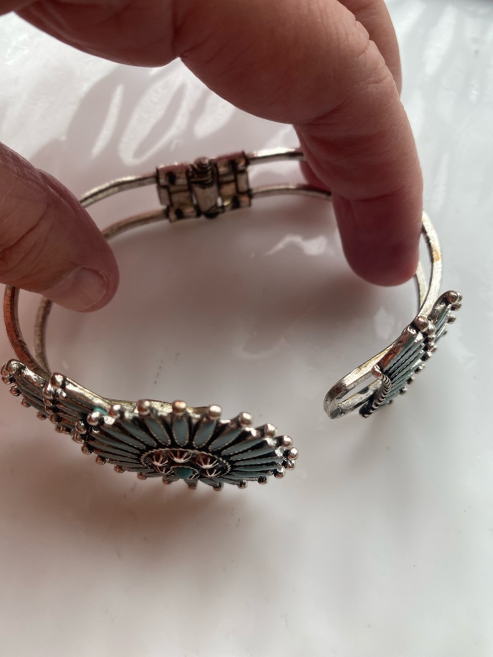 Turquoise Sunburst Cuff Bracelet - Picture 8 of 10